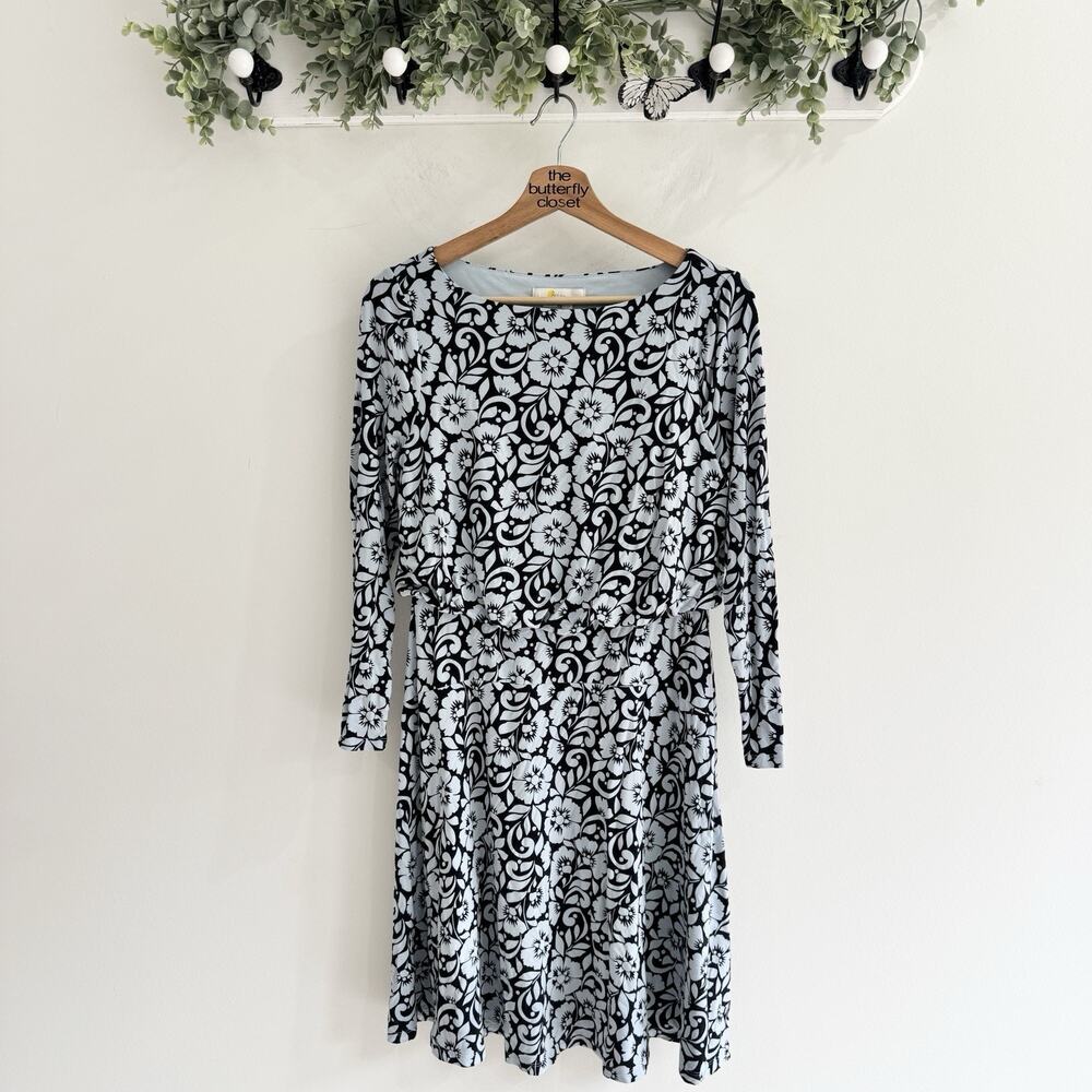 Boden Nellie Long Sleeve Jersey Blue Floral Dress Size 6 #103251